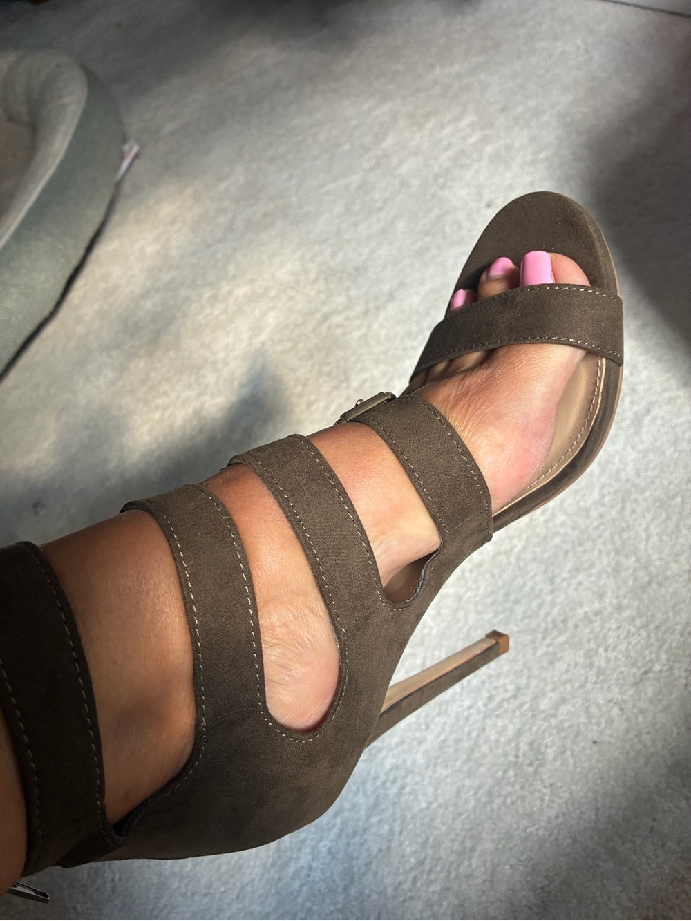 Women’s Olive Green Suede Strappy High Heel Sandals